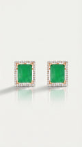 Green Emerald Diamond Studs
