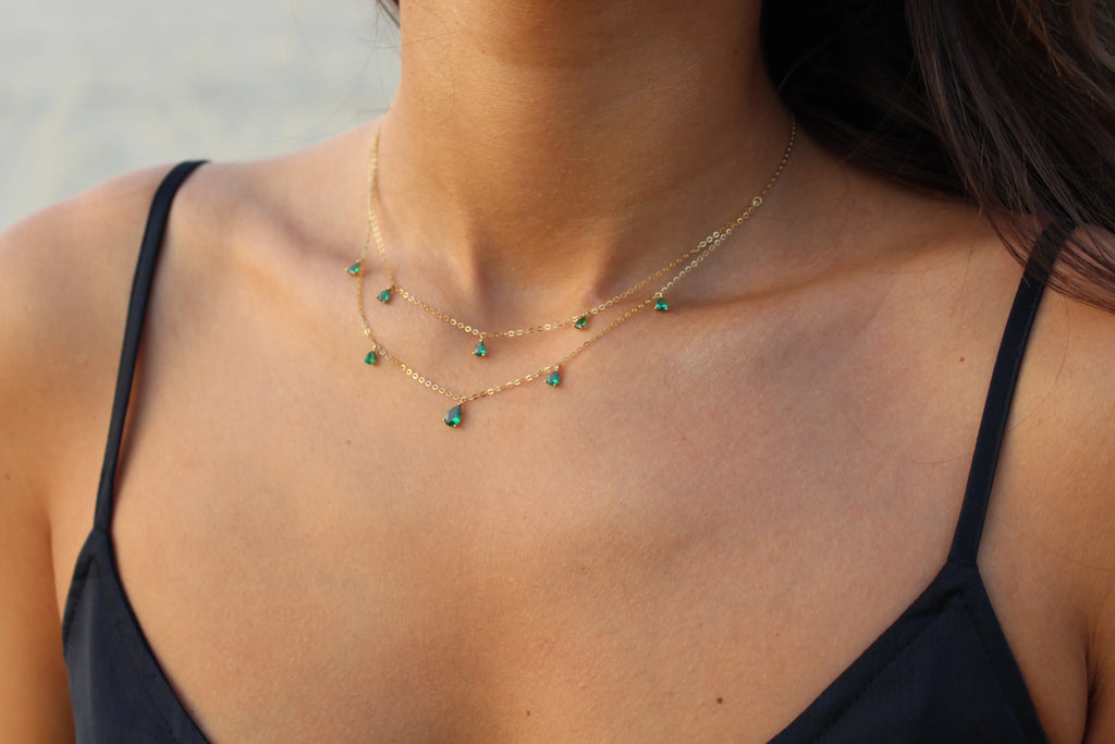 Green Emerald Flare Necklace