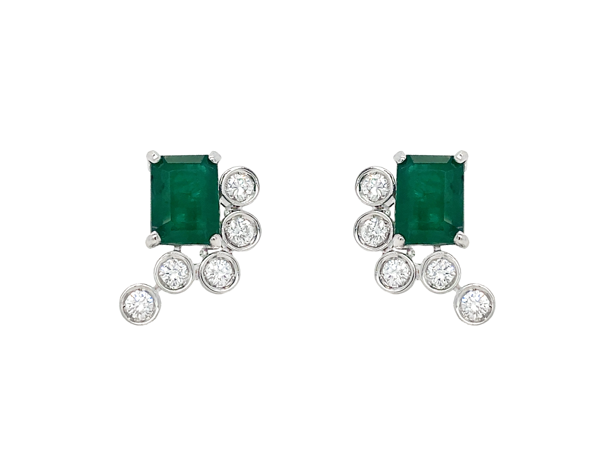 Emerald Diamond Bezel Earrings
