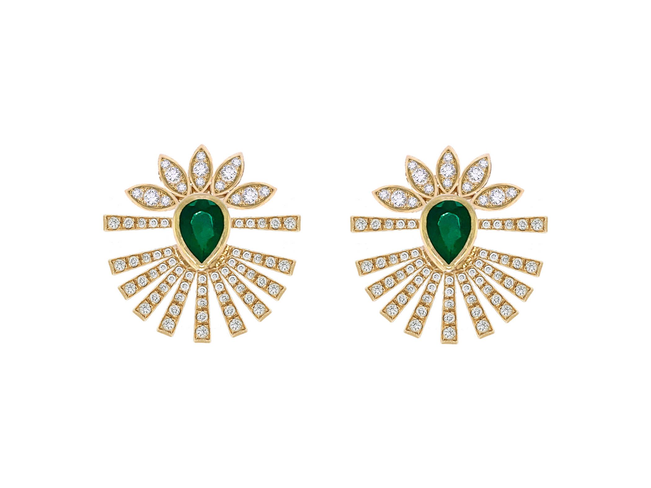 Emerald Diamond Bloom Earrings