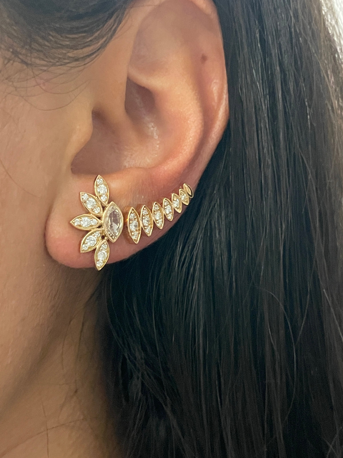 Brown Marquise Diamond Bloom Earrings