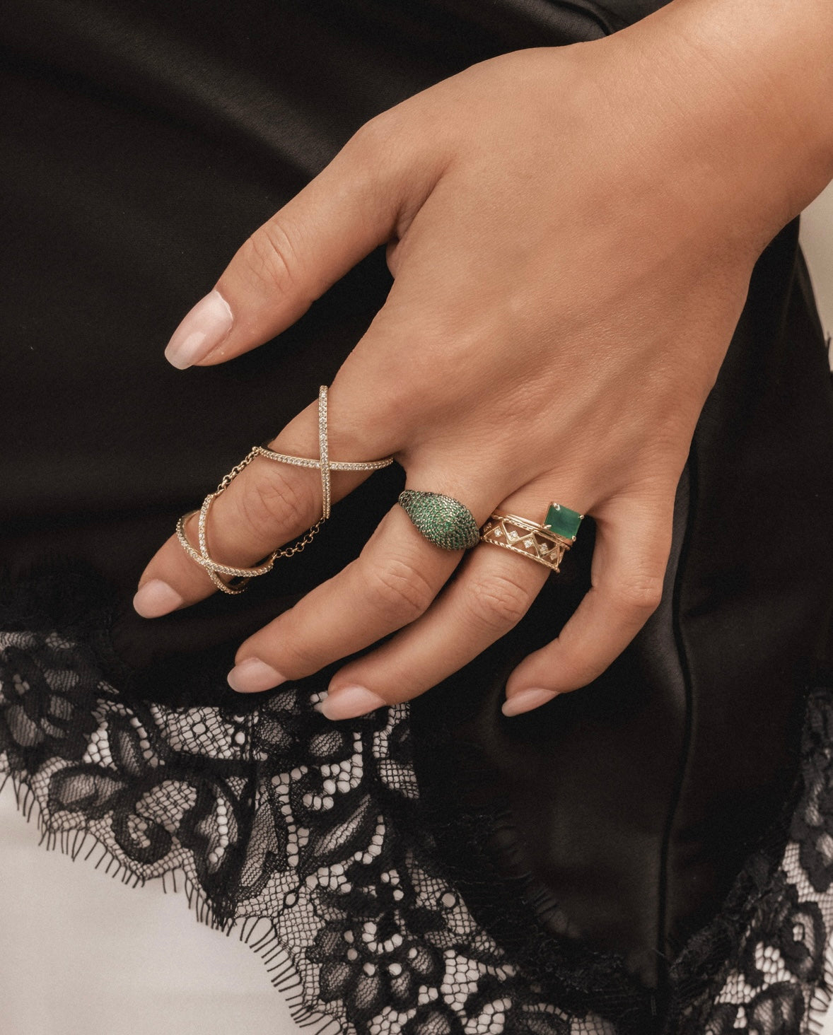 East West Emerald Ring