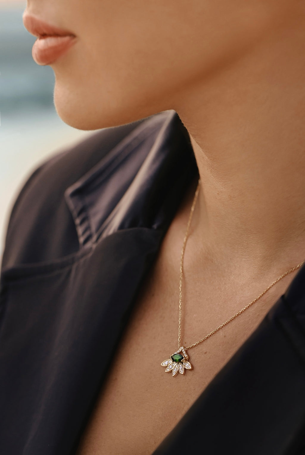 Green Tourmaline Bloom Pendant