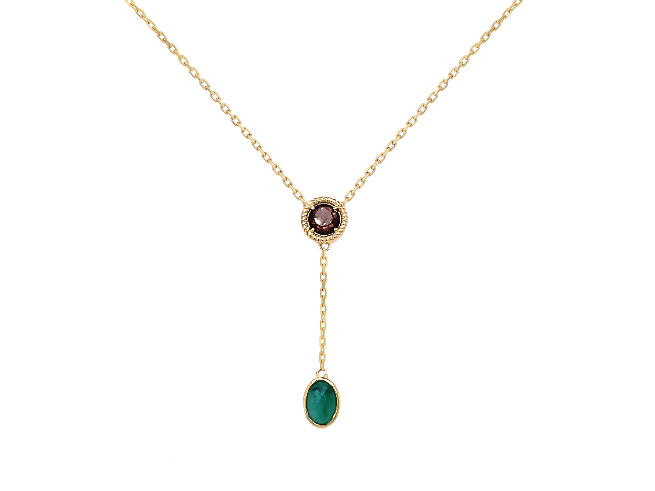 Garnet Emerald Drop Pendant