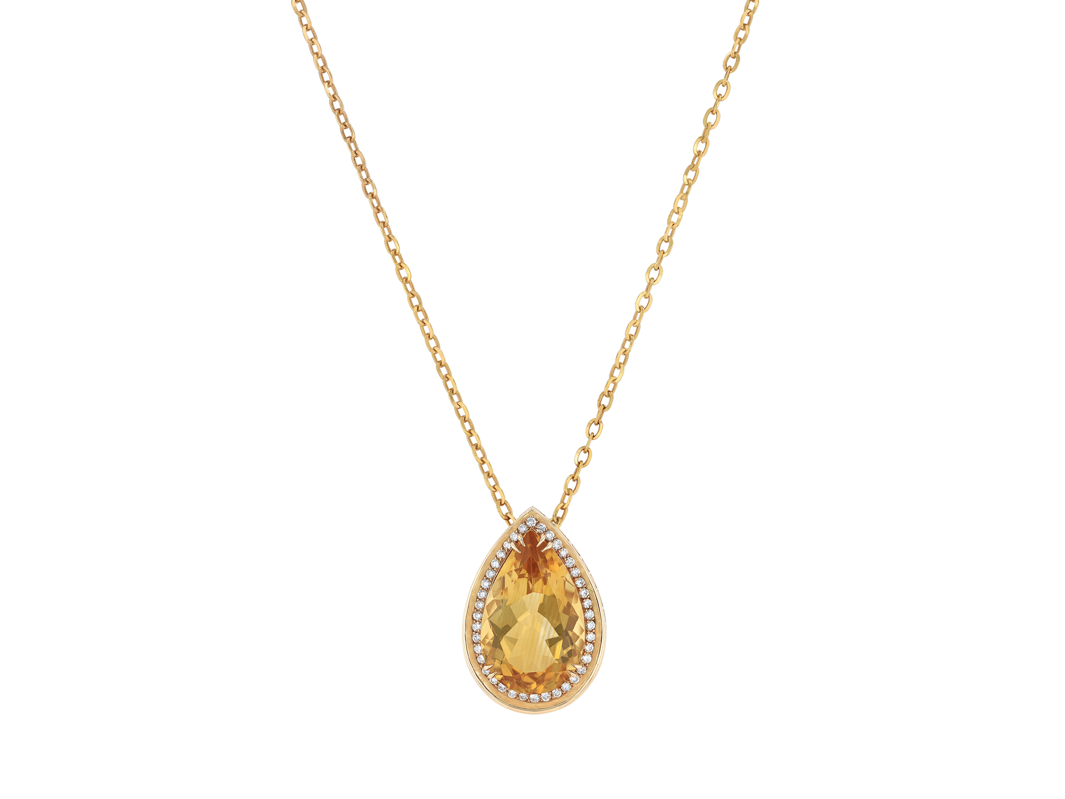 Citrine Diamond Pave Pendant
