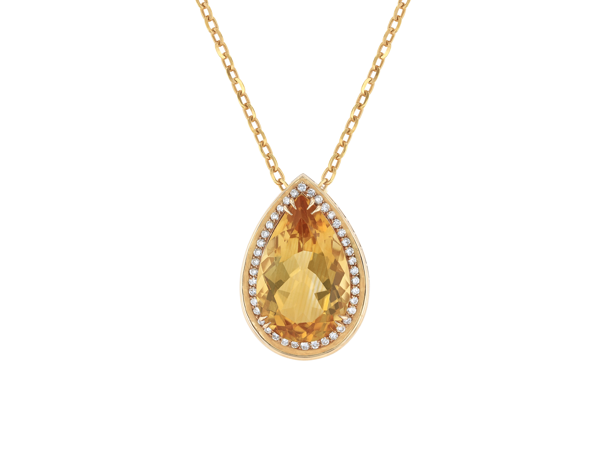 Citrine Diamond Pave Pendant