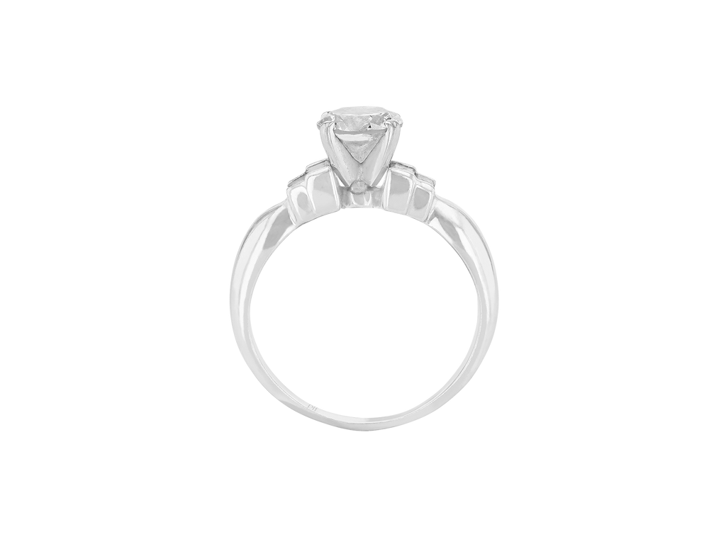 Round Baguette Diamond Solitaire