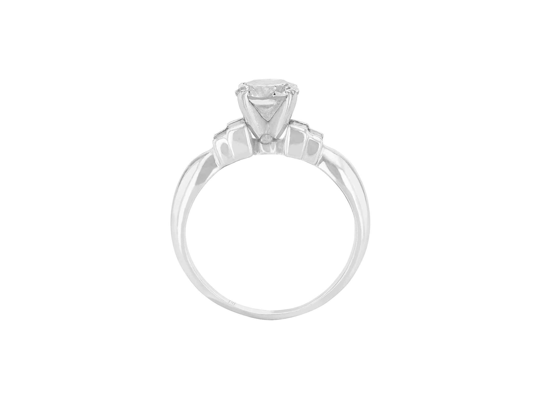 Round Baguette Diamond Solitaire