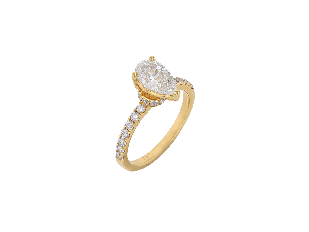 Hidden Halo Pear Ring