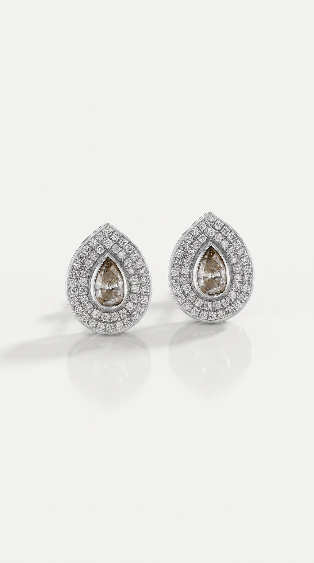 Brown Pear Diamond Studs