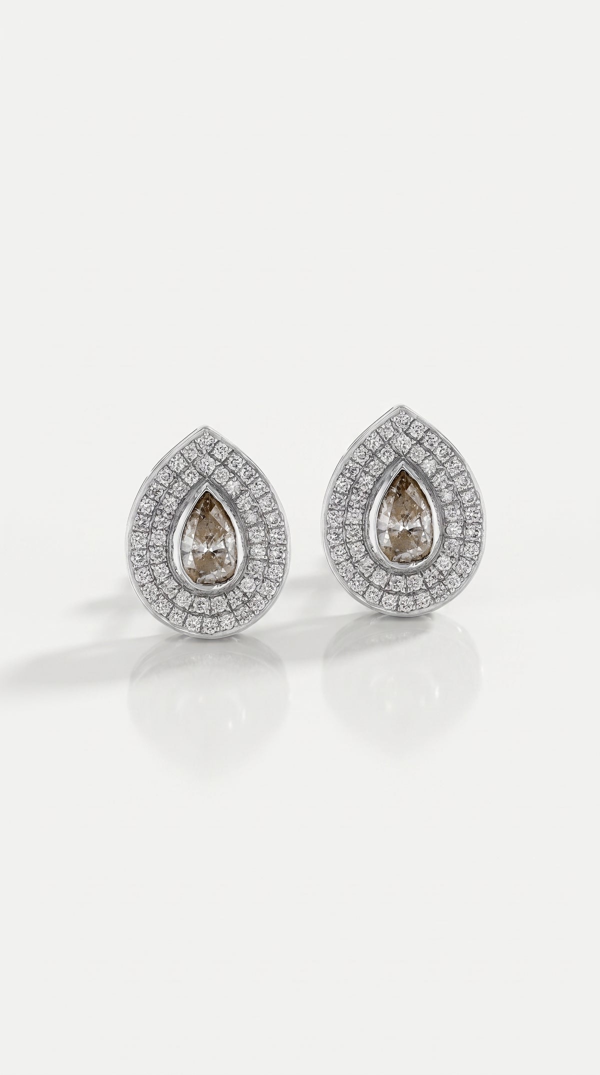 Brown Pear Diamond Studs