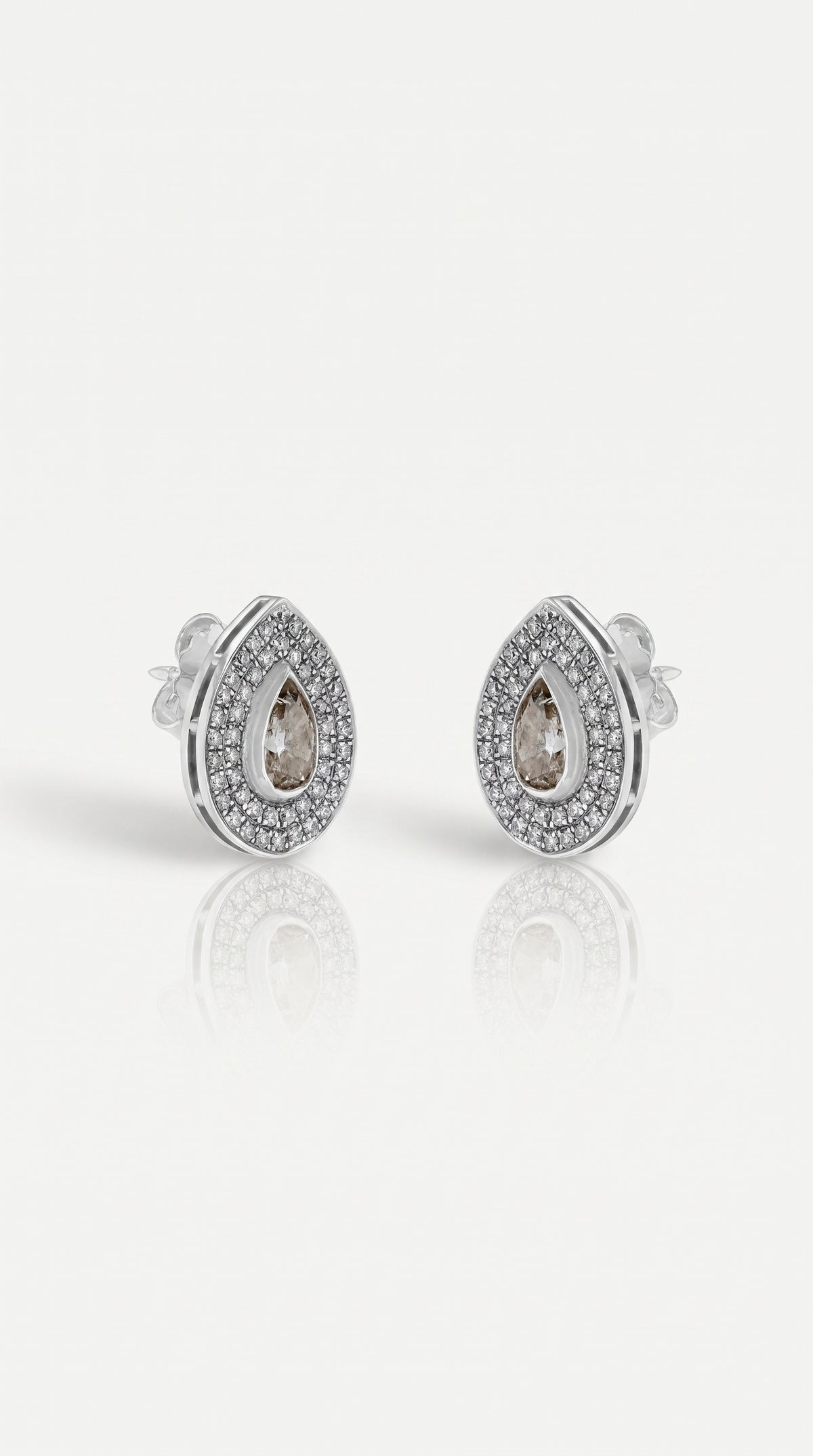 Brown Pear Diamond Studs