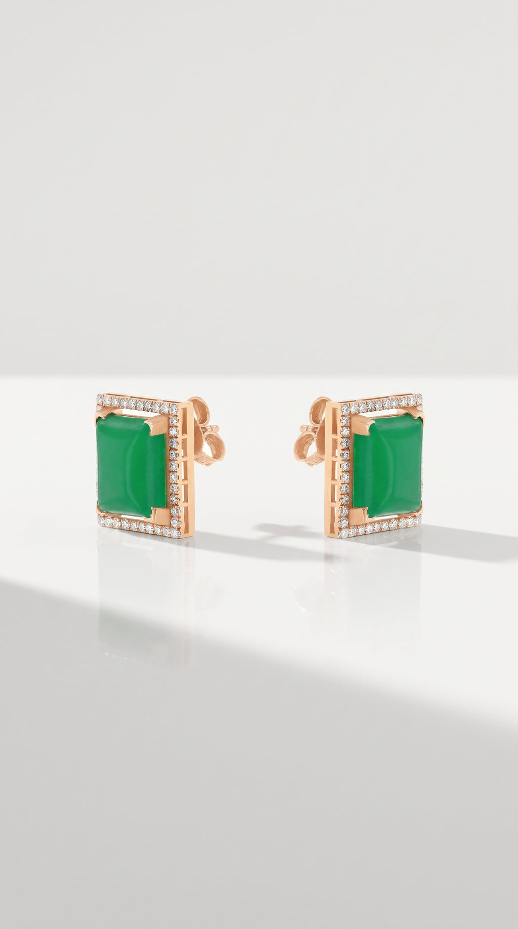 Green Emerald Diamond Studs