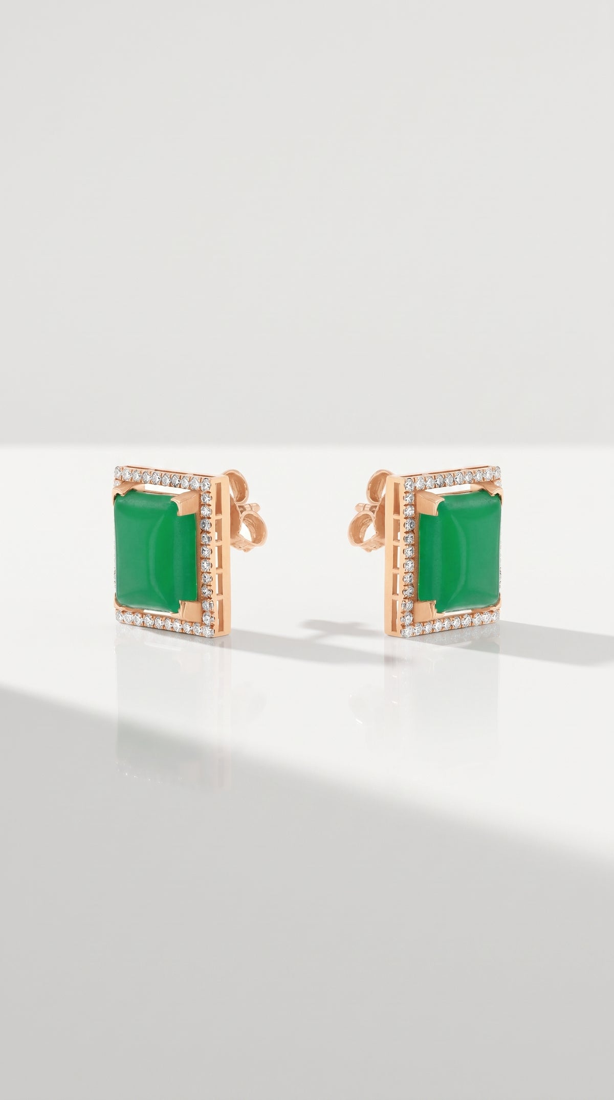 Green Emerald Diamond Studs