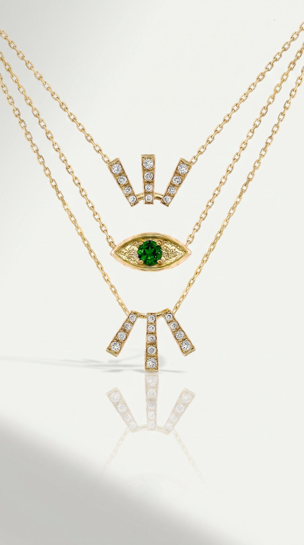 Tzavorite Diamond Layered Necklace