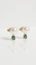Green Emerald Pearl Earrings