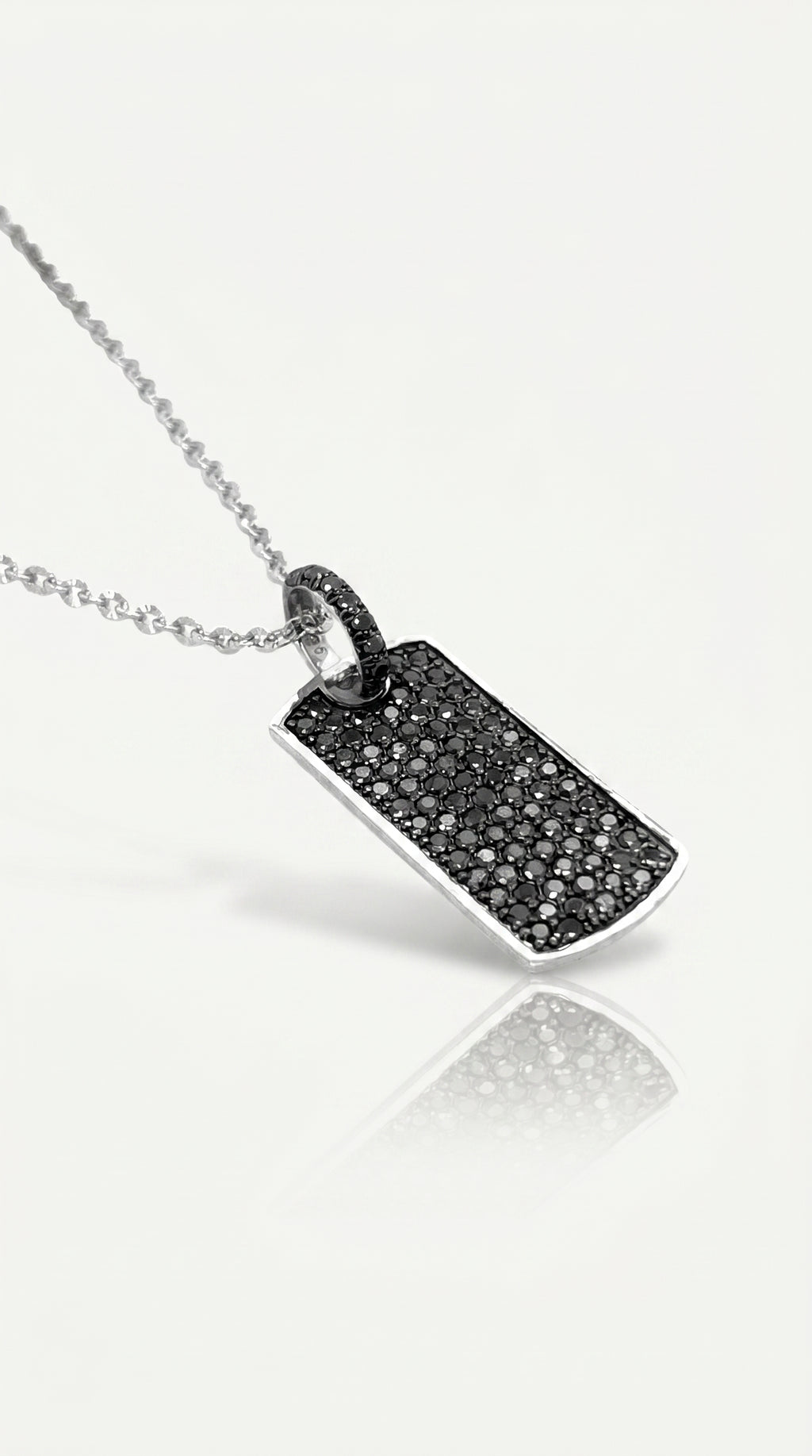 Black on Silver Tag Necklace