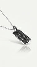 Black on Silver Tag Necklace