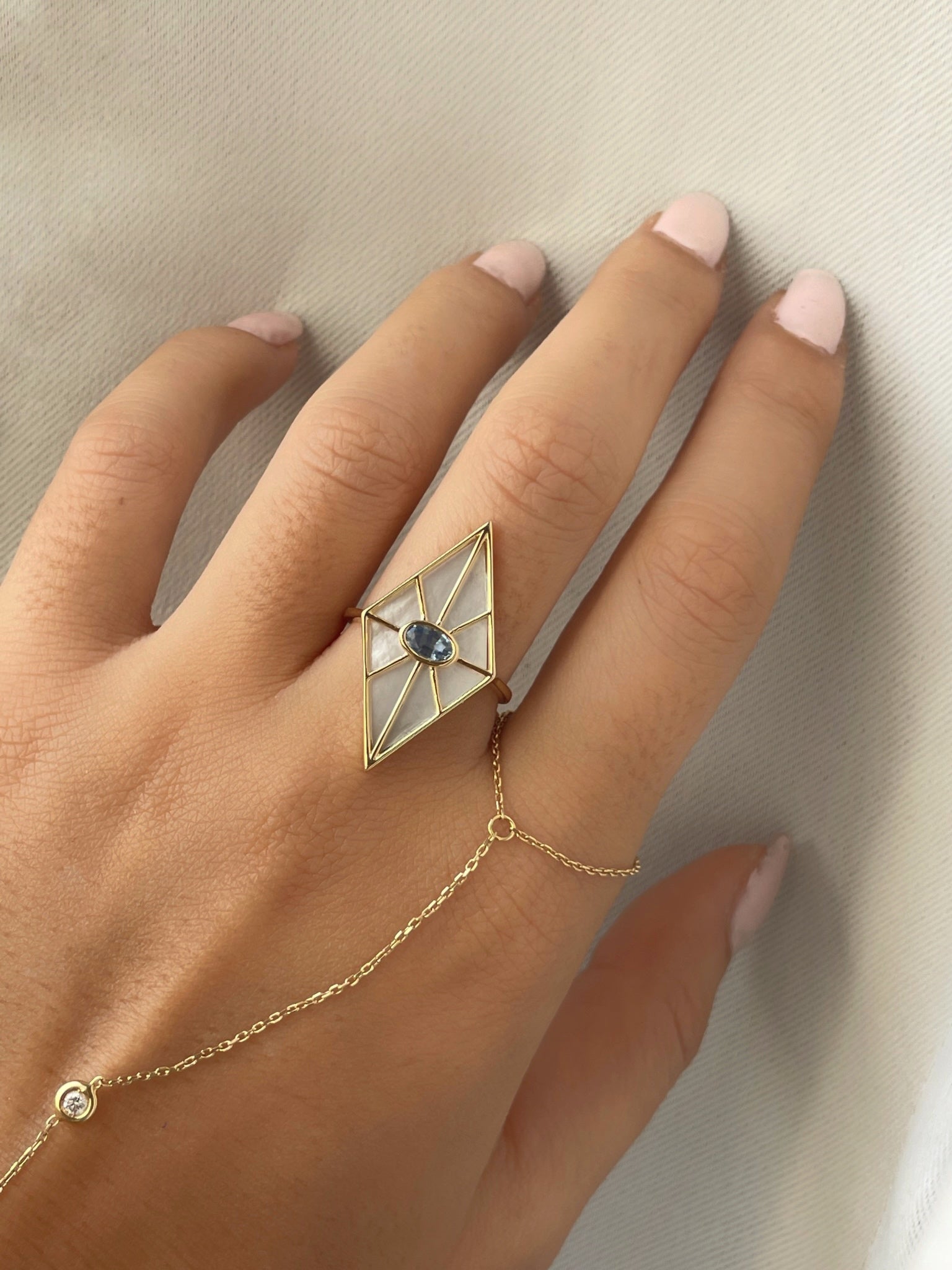 Sapphire Mother of Pearl Ring