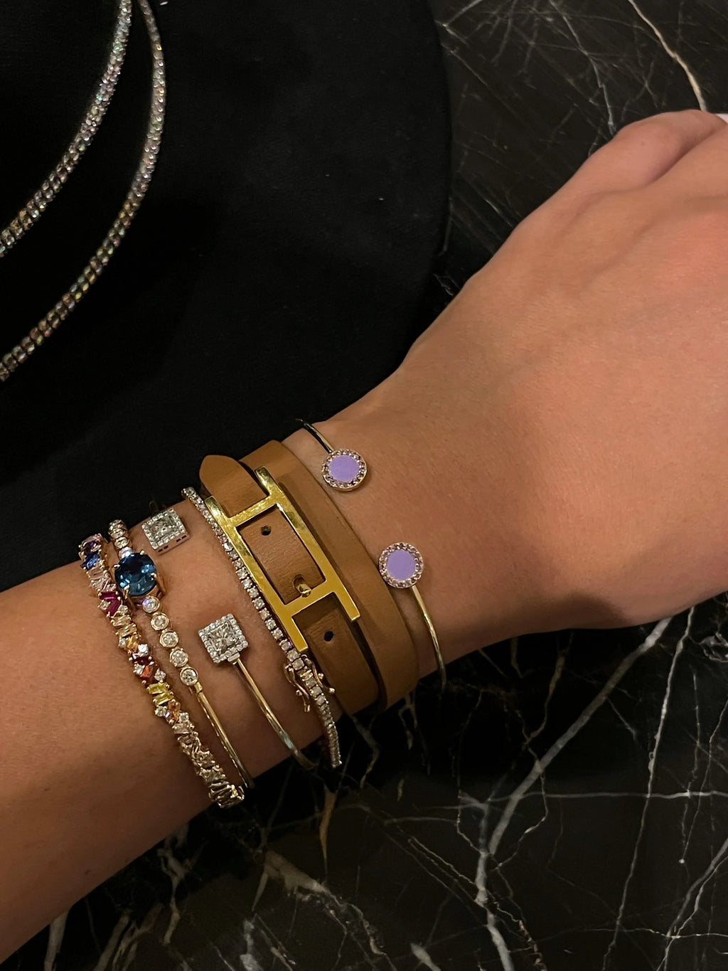 Amethyst Enamel Bangle