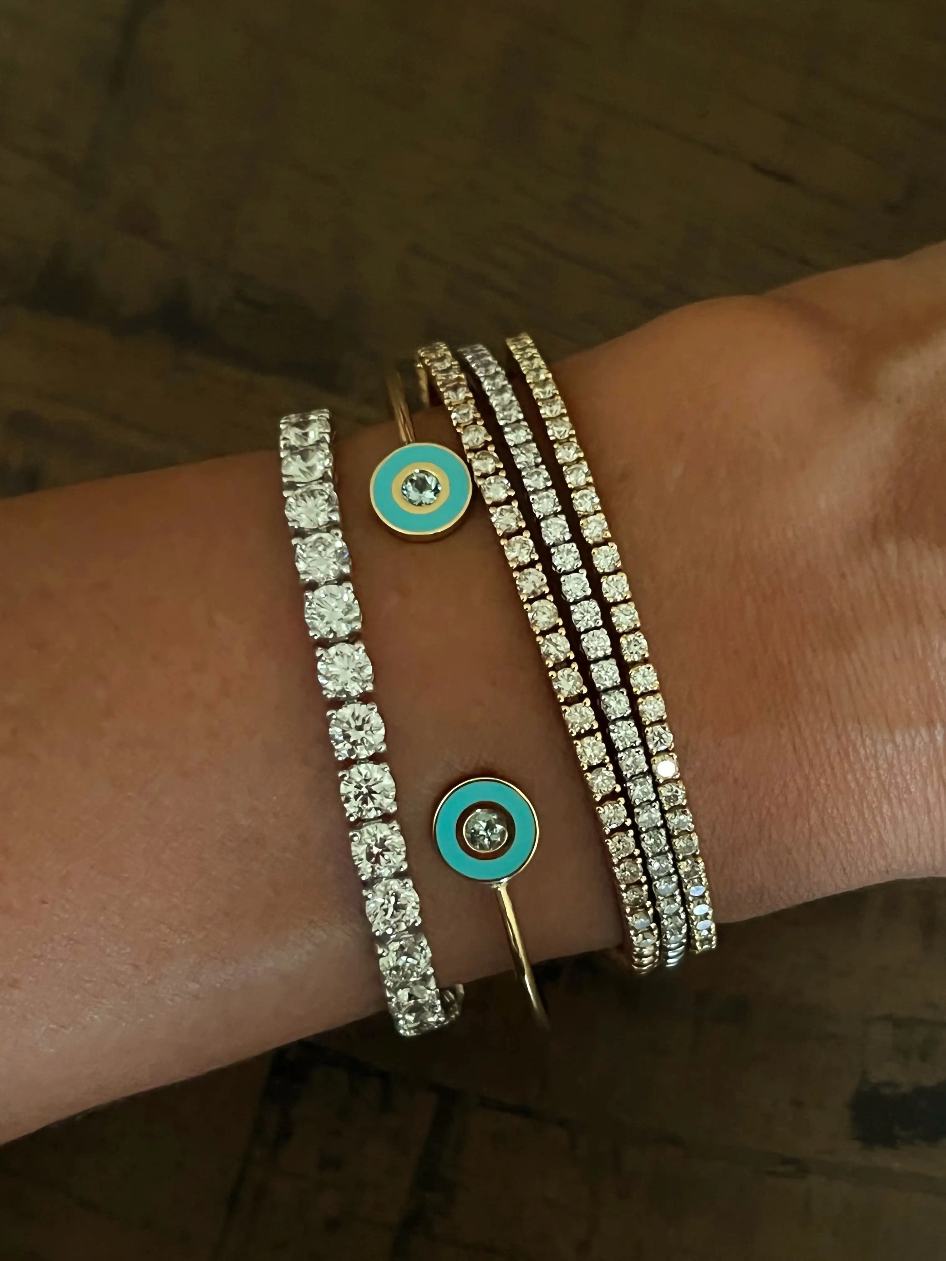 Aquamarine Enamel Bangle