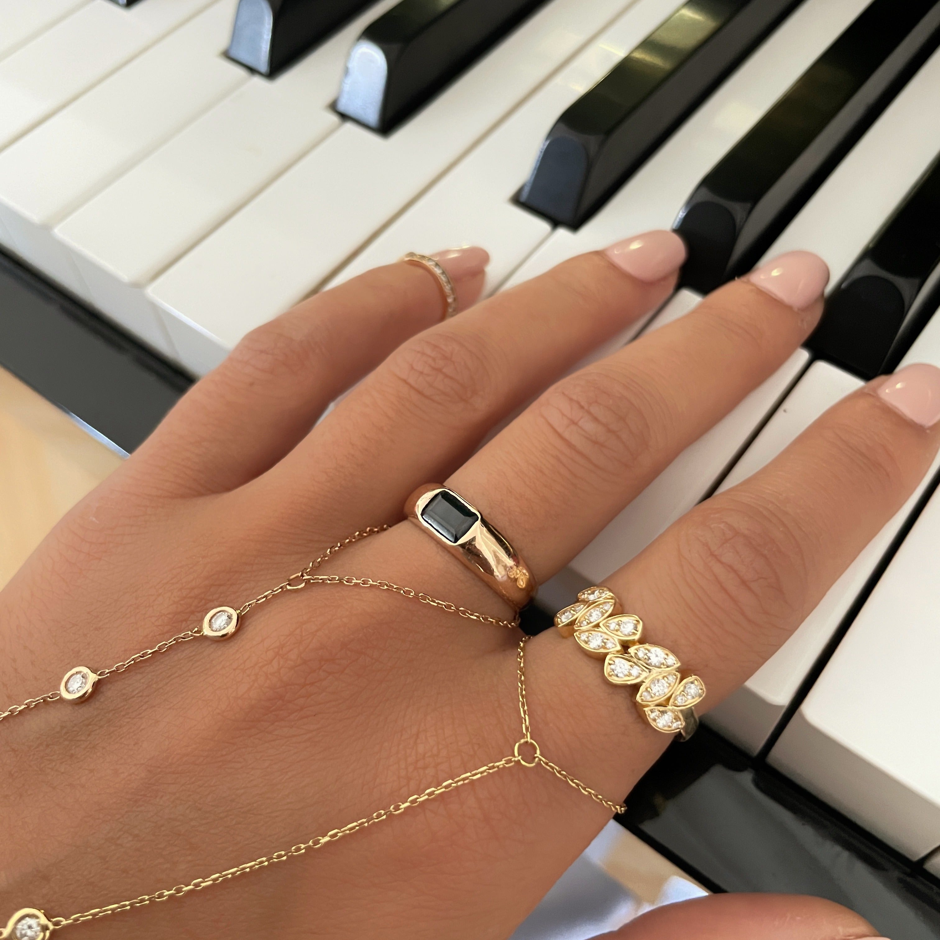 Diamond Leaf Bloom Ring