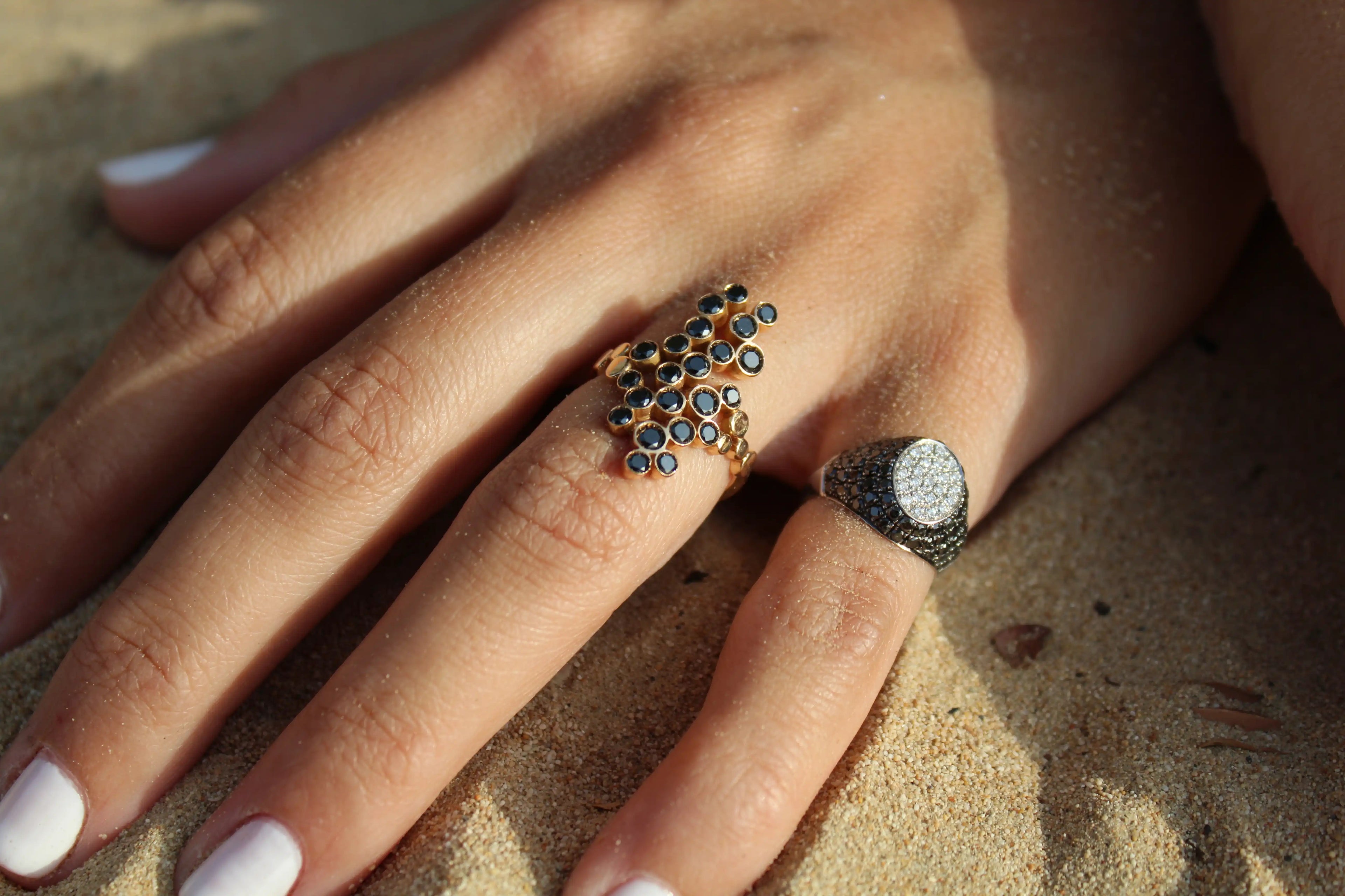 Black White Diamond Signet Ring