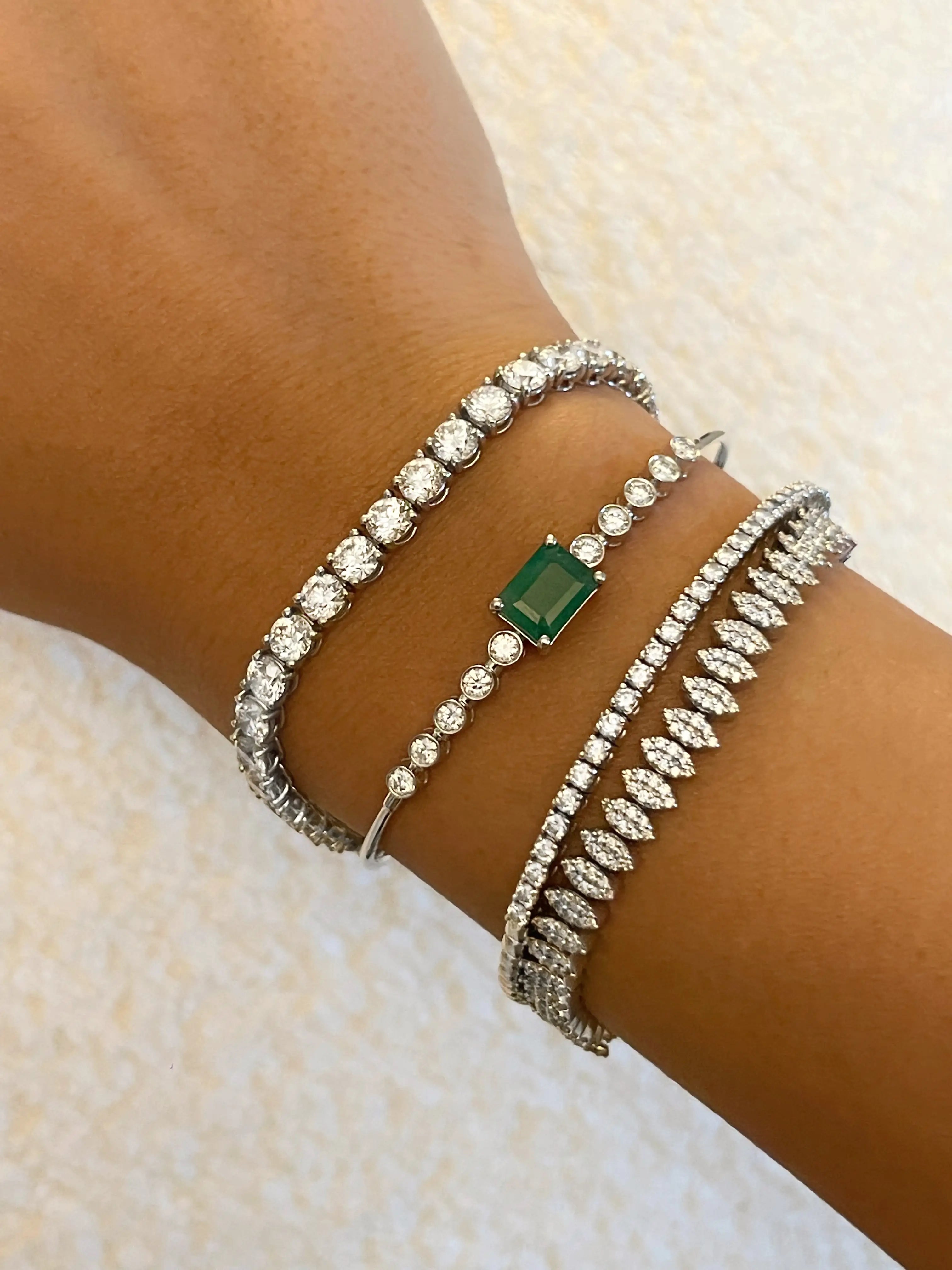 Emerald Diamond Bezel Bangle