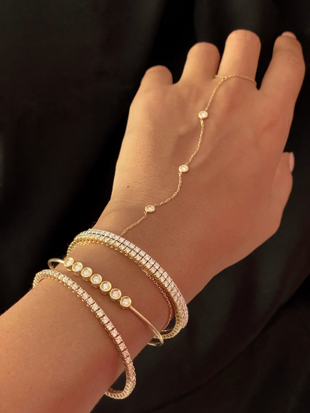 Three Diamond Finger Bracelet