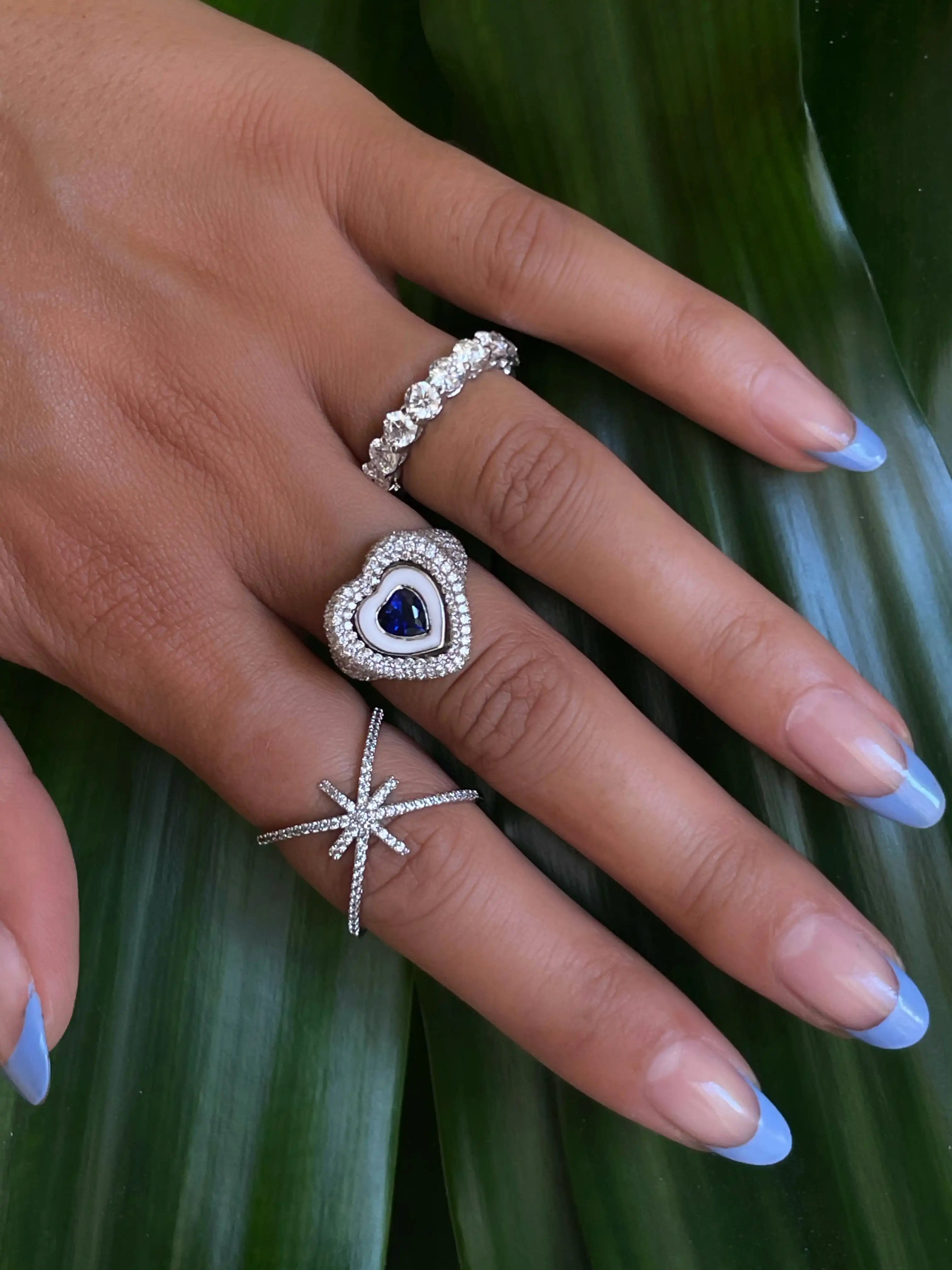 Sapphire Heart Enamel Ring