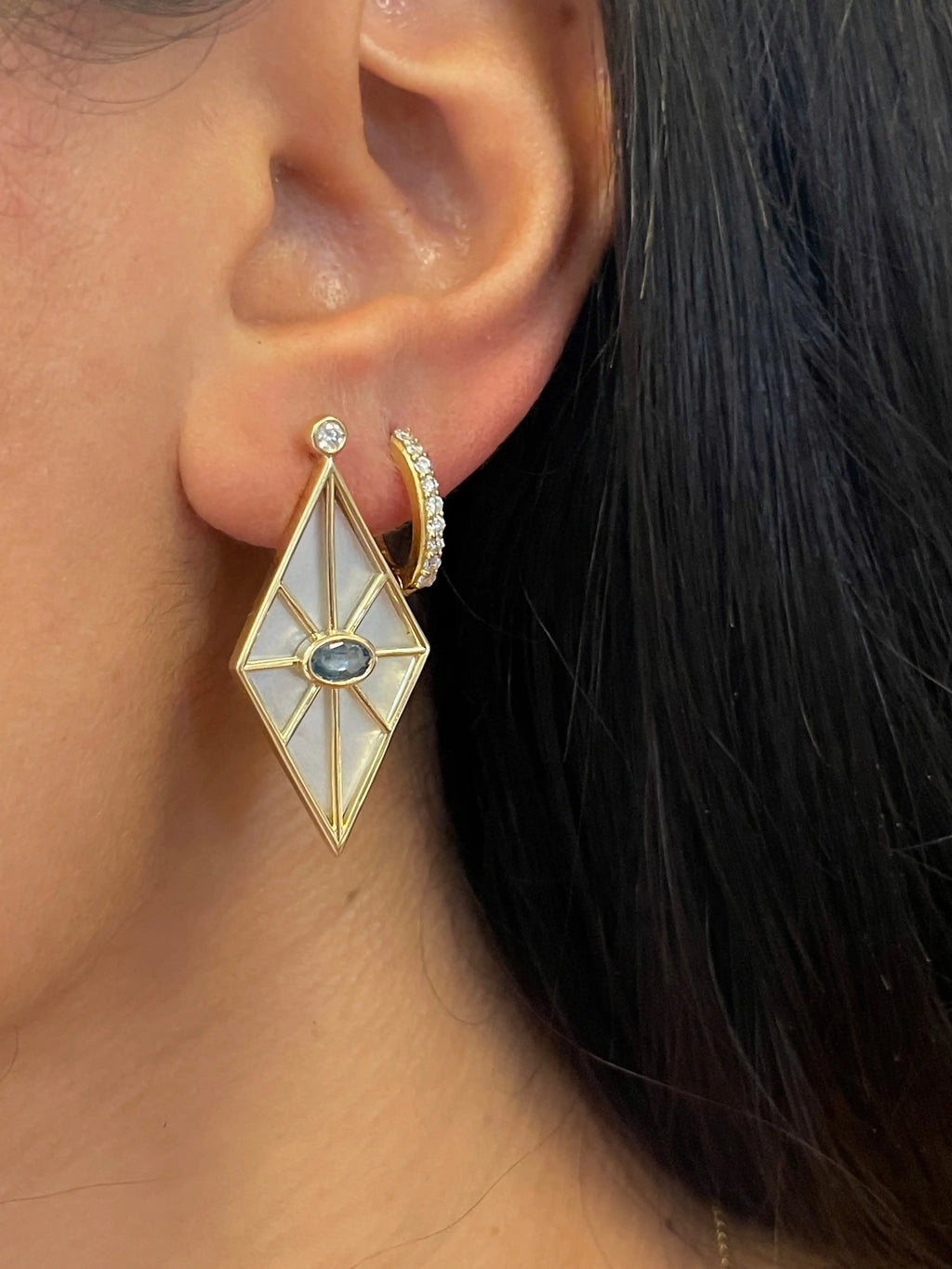 Sapphire Mother of Pearl Earrings