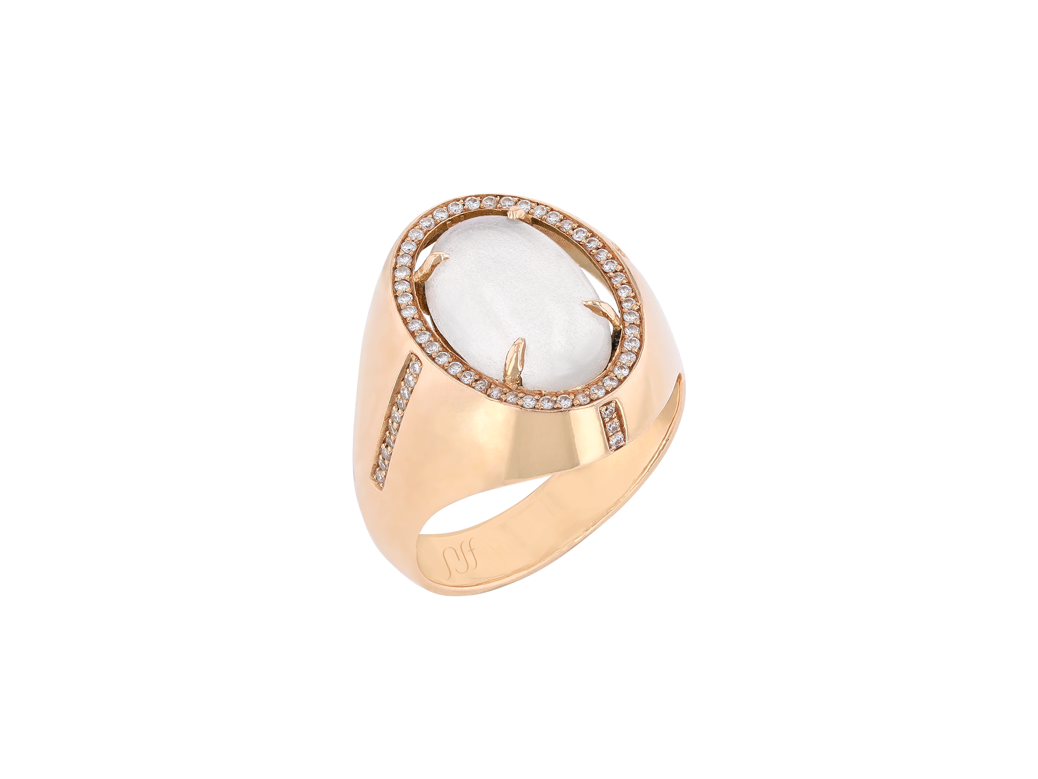 Moonstone Diamond Pave Ring