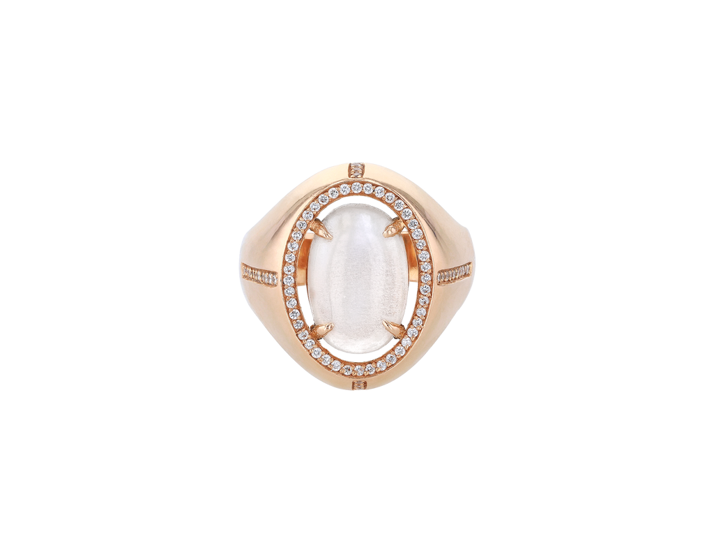 Moonstone Diamond Pave Ring