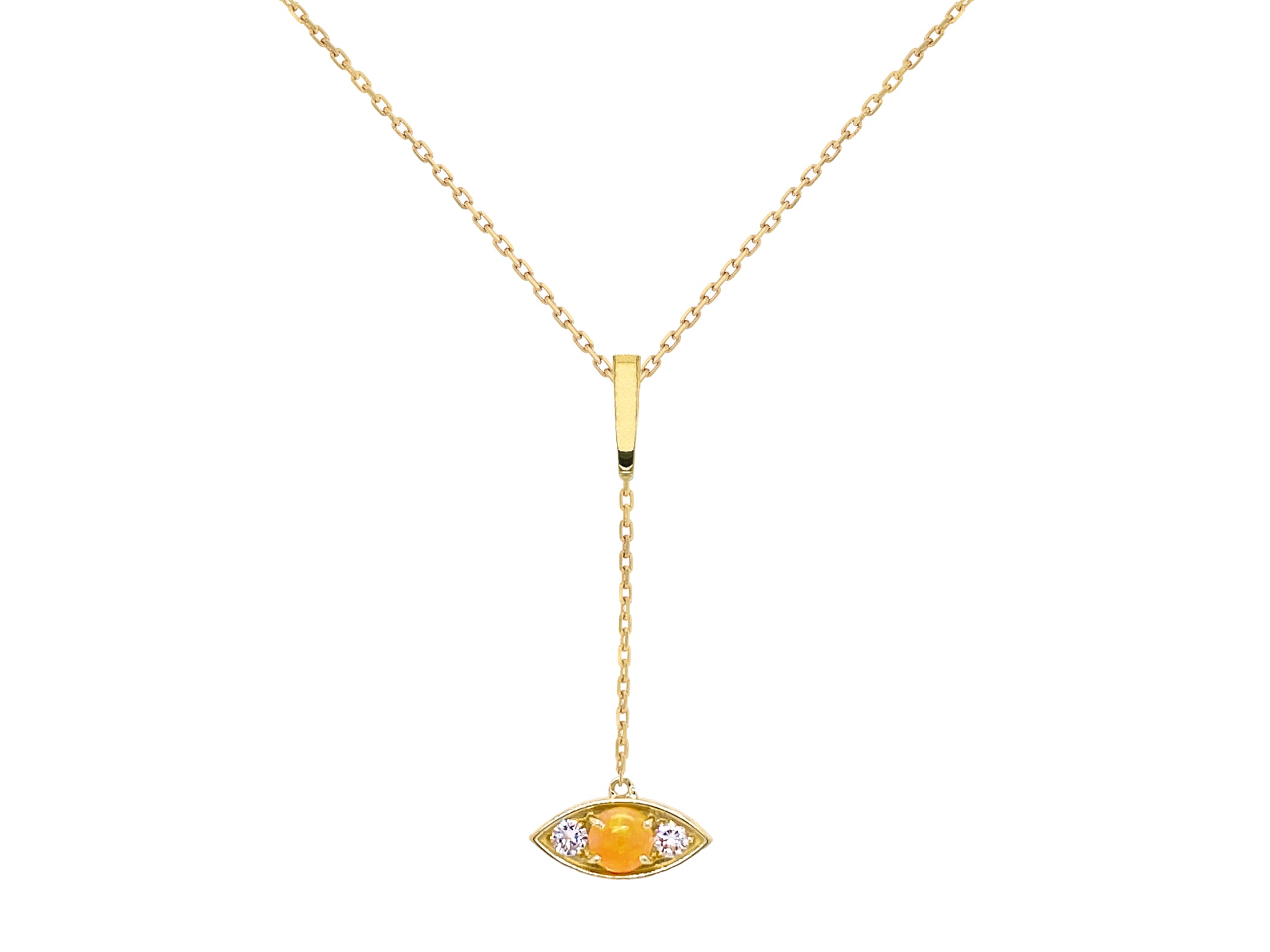 Opal Diamond Marquise Drop Pendant