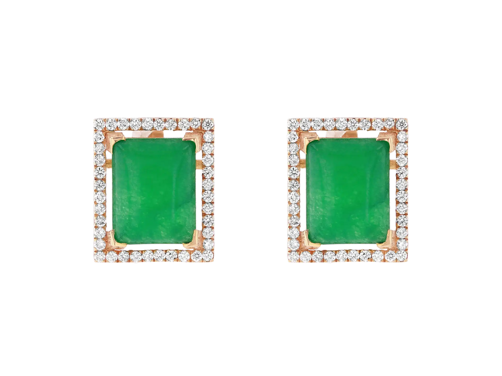 Green Emerald Diamond Studs