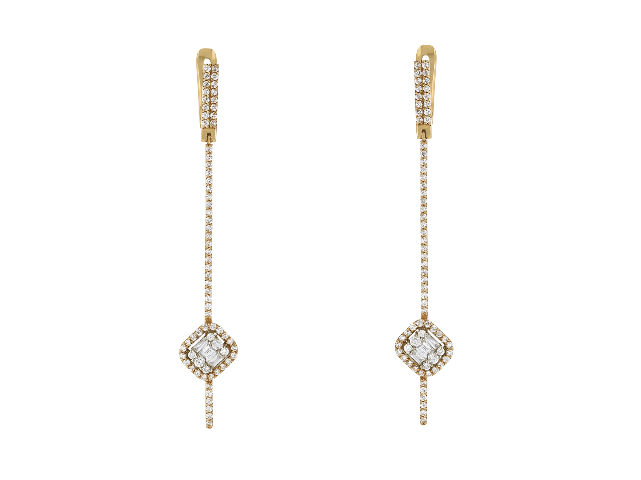 Diamond Cushion Drop Earrings