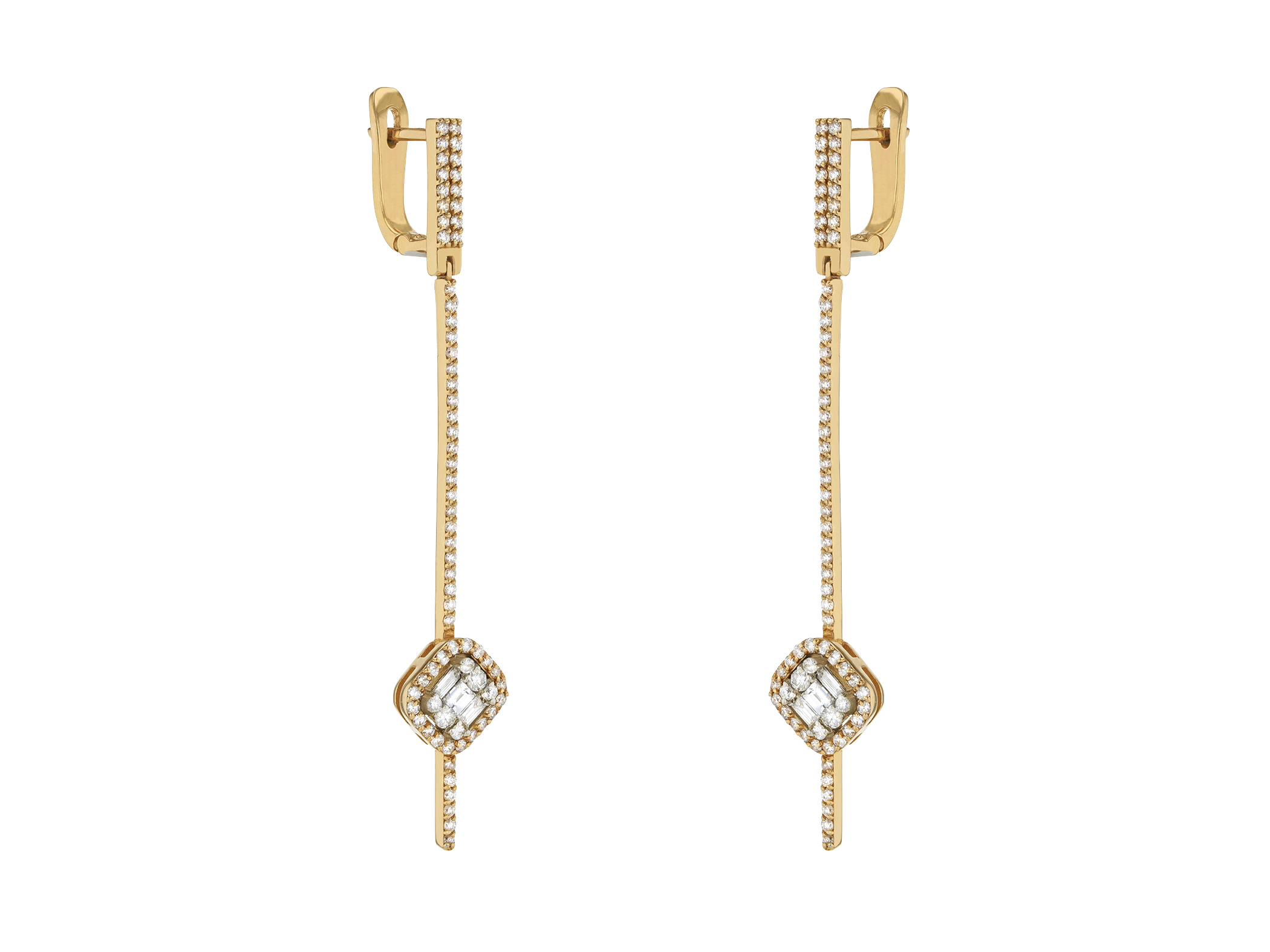 Diamond Cushion Drop Earrings