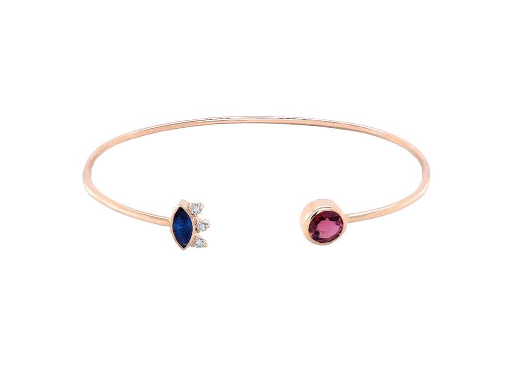 Tourmaline Sapphire Marquise Bangle