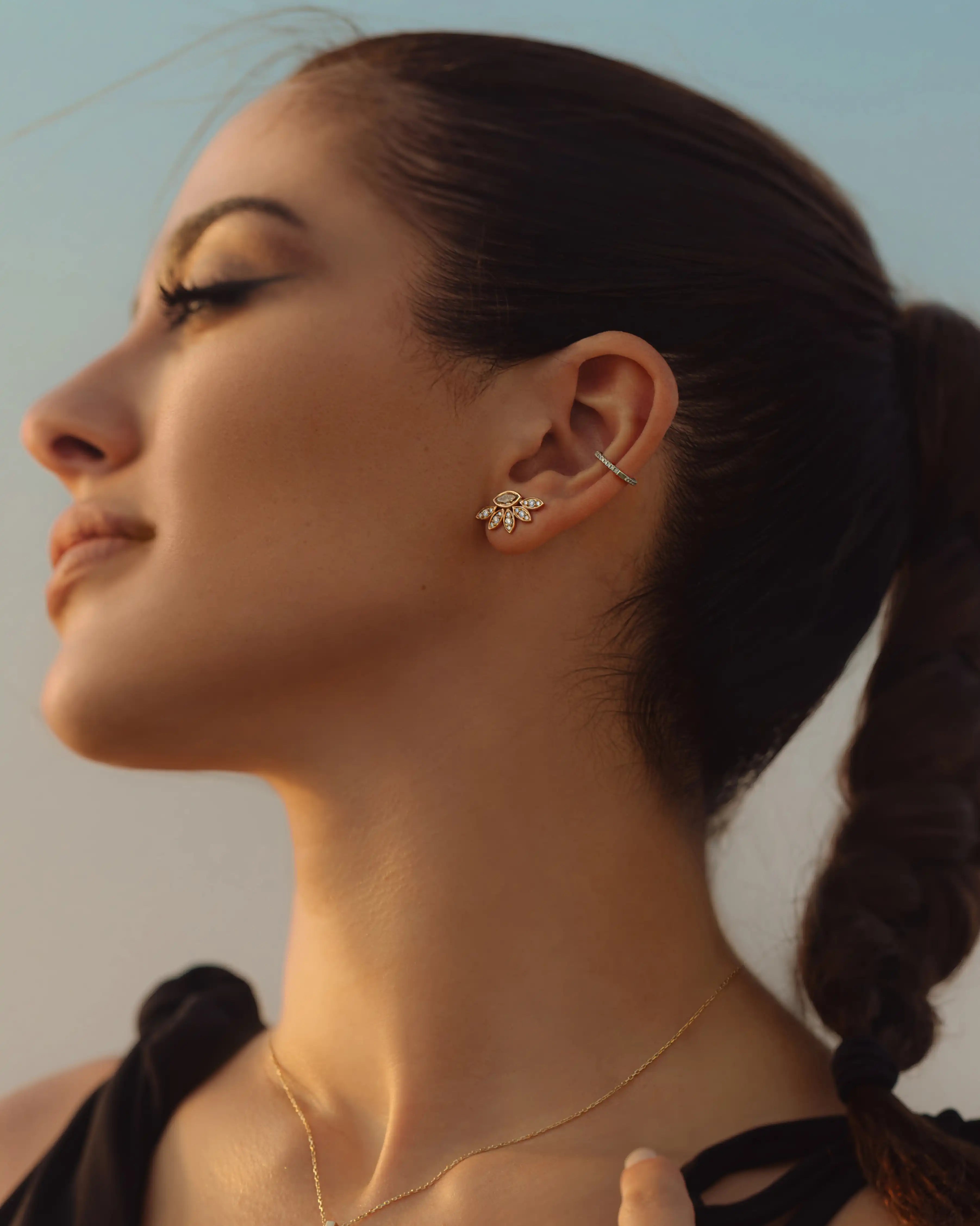 Brown Marquise Diamond Bloom Earrings