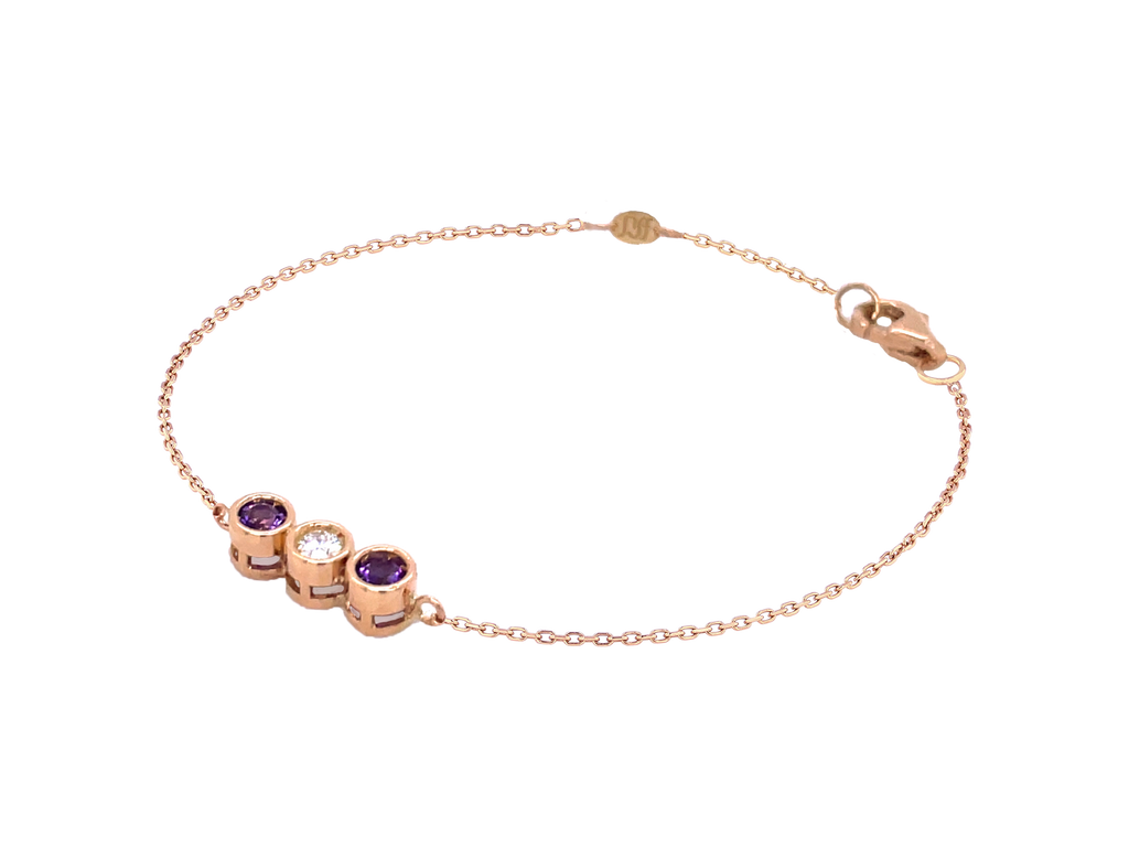 Amethyst Diamond Bezel Bracelet