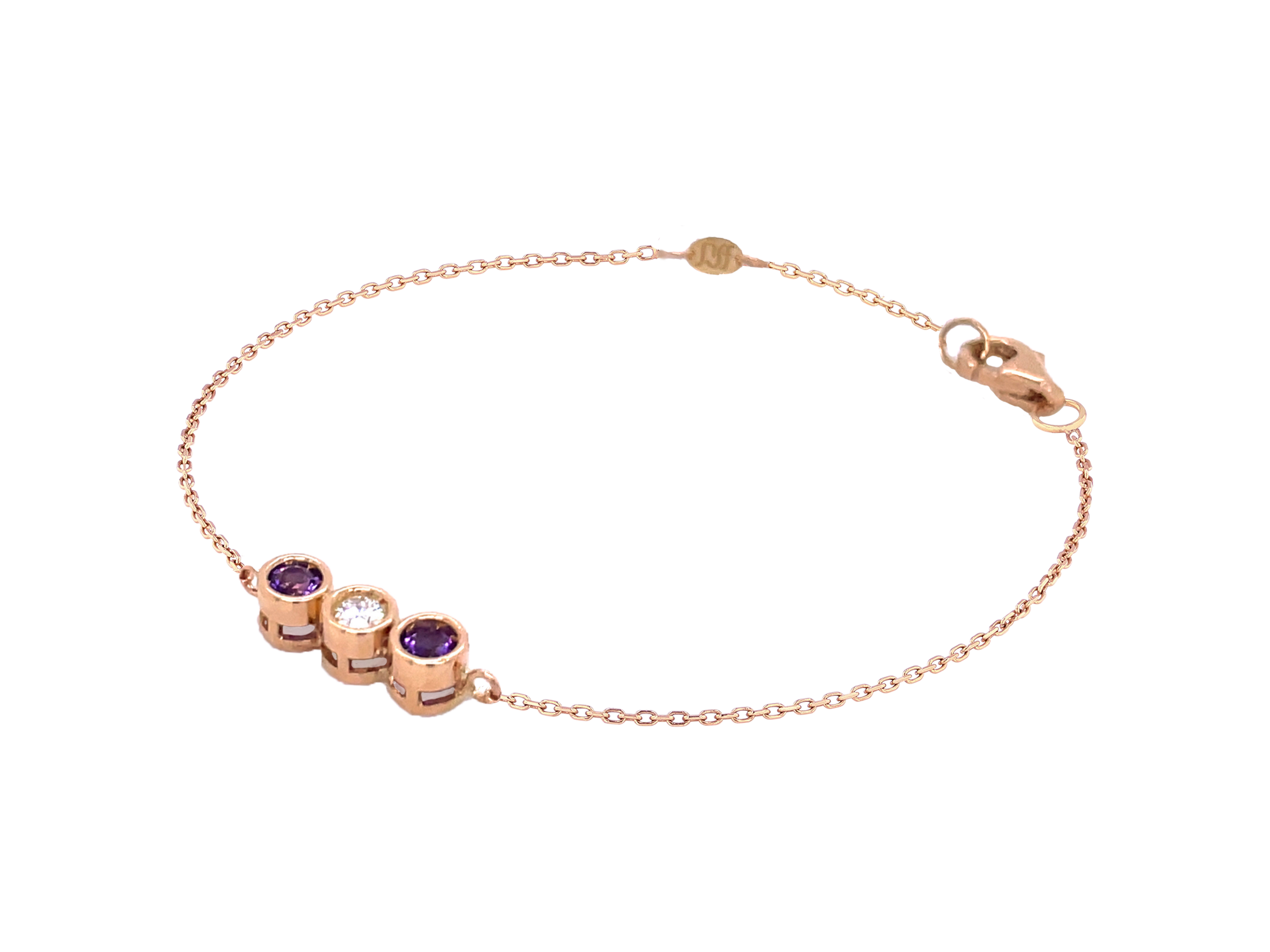 Amethyst Diamond Bezel Bracelet