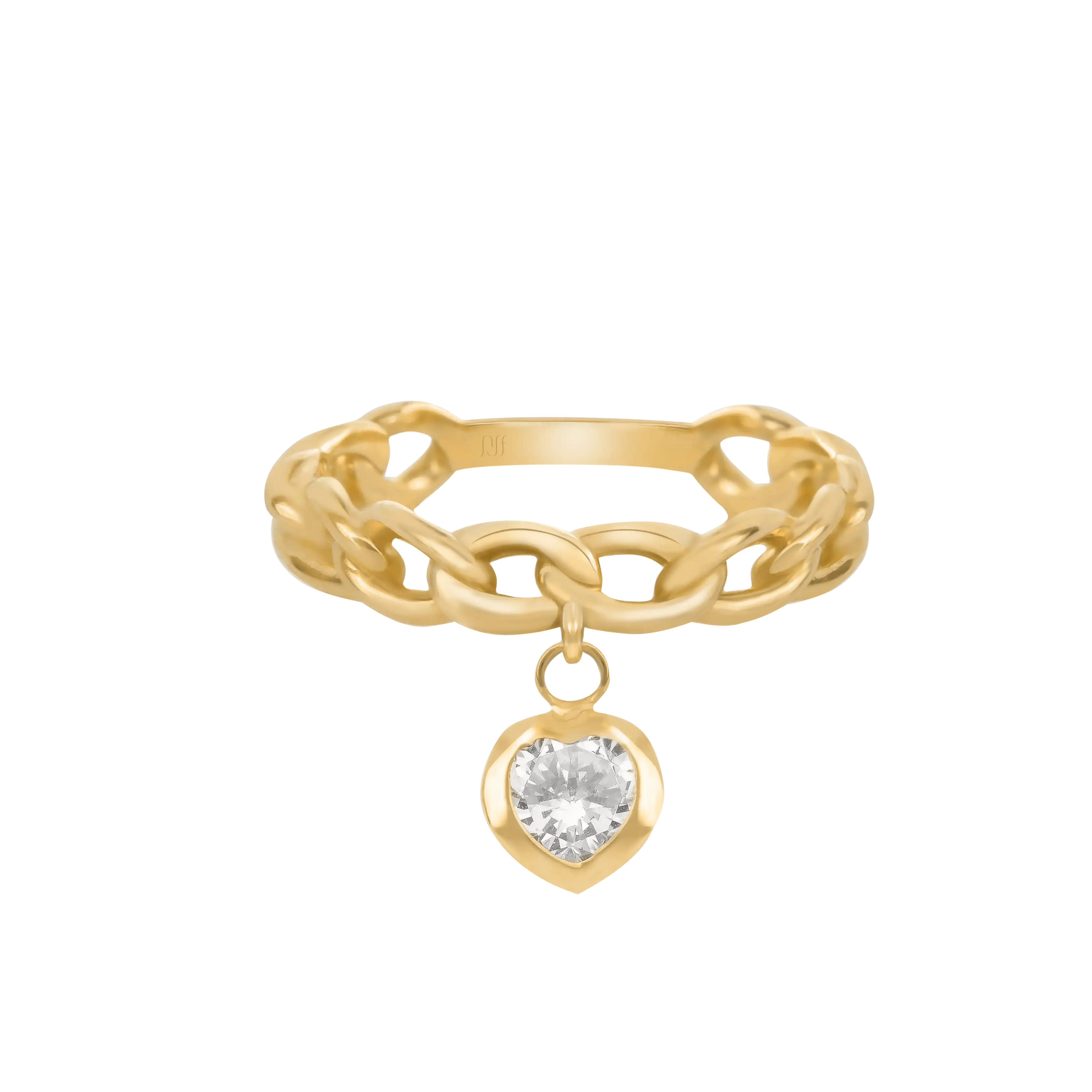 Heart Diamond Cuban Link Ring