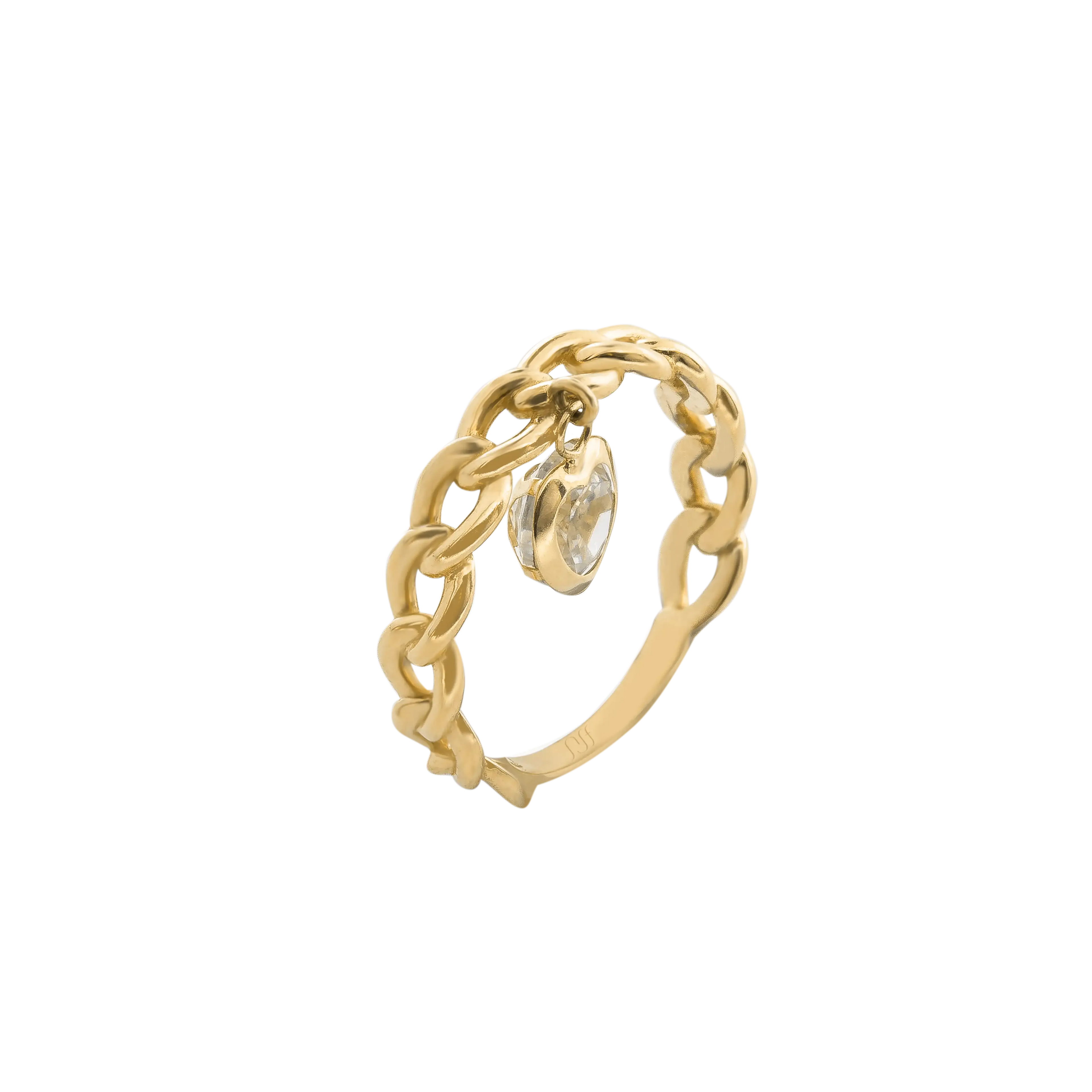 Heart Diamond Cuban Link Ring