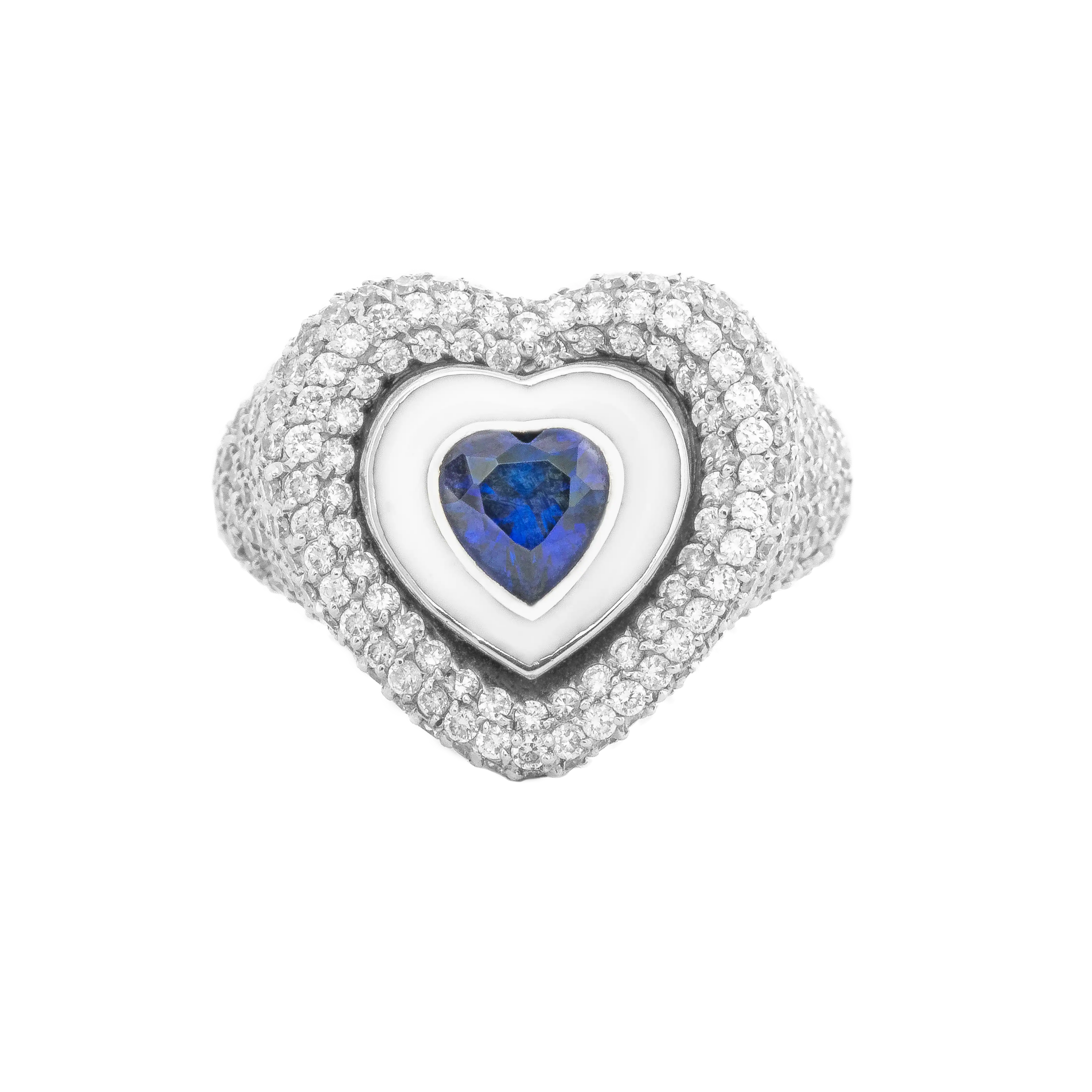 Sapphire Heart Enamel Ring